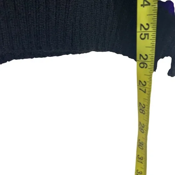 Vintage 90s Black Blue Floral Print High Neck Pull Over Sweater Medium - Picture 5 of 7